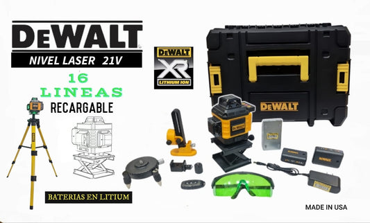 Nivel Láser Recargable 16 Líneas 4D | Luz Verde | Dewalt