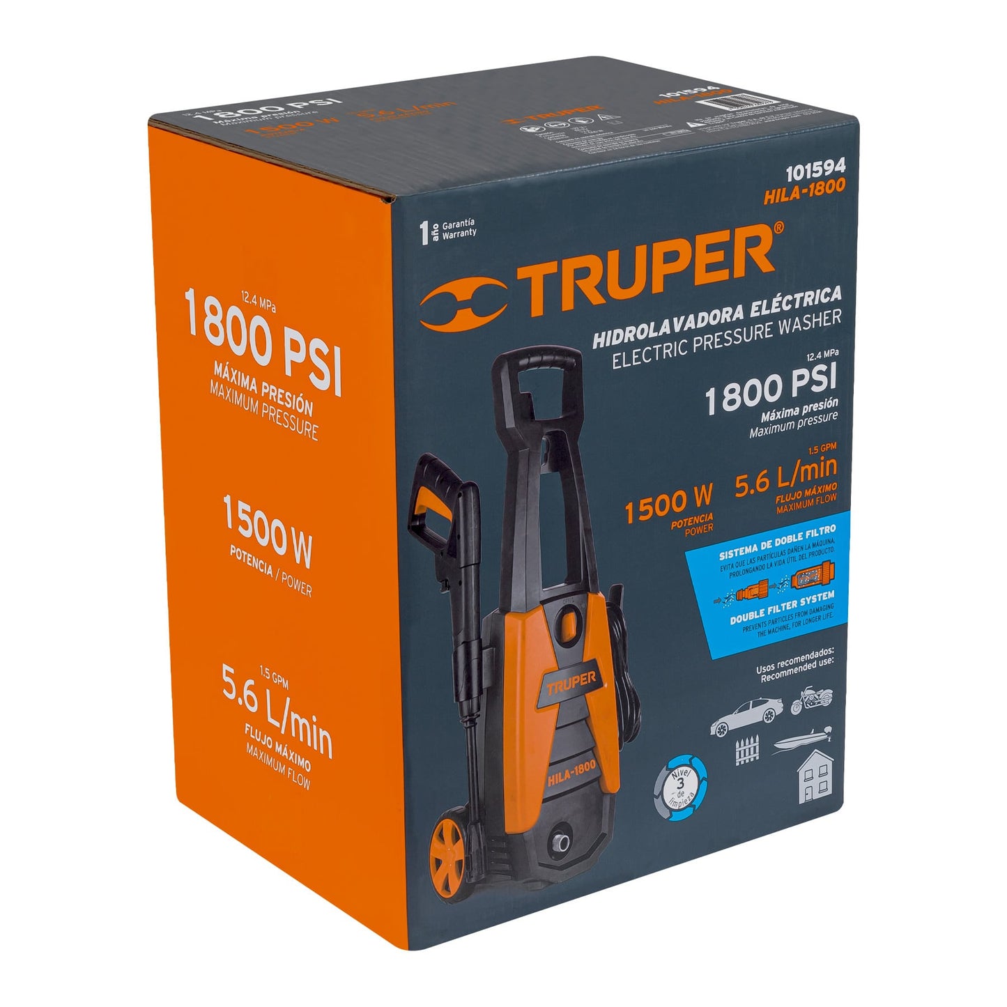 Hidrolavadora Eléctrica Truper 1800 PSI – Eficiencia y Mayor Presión