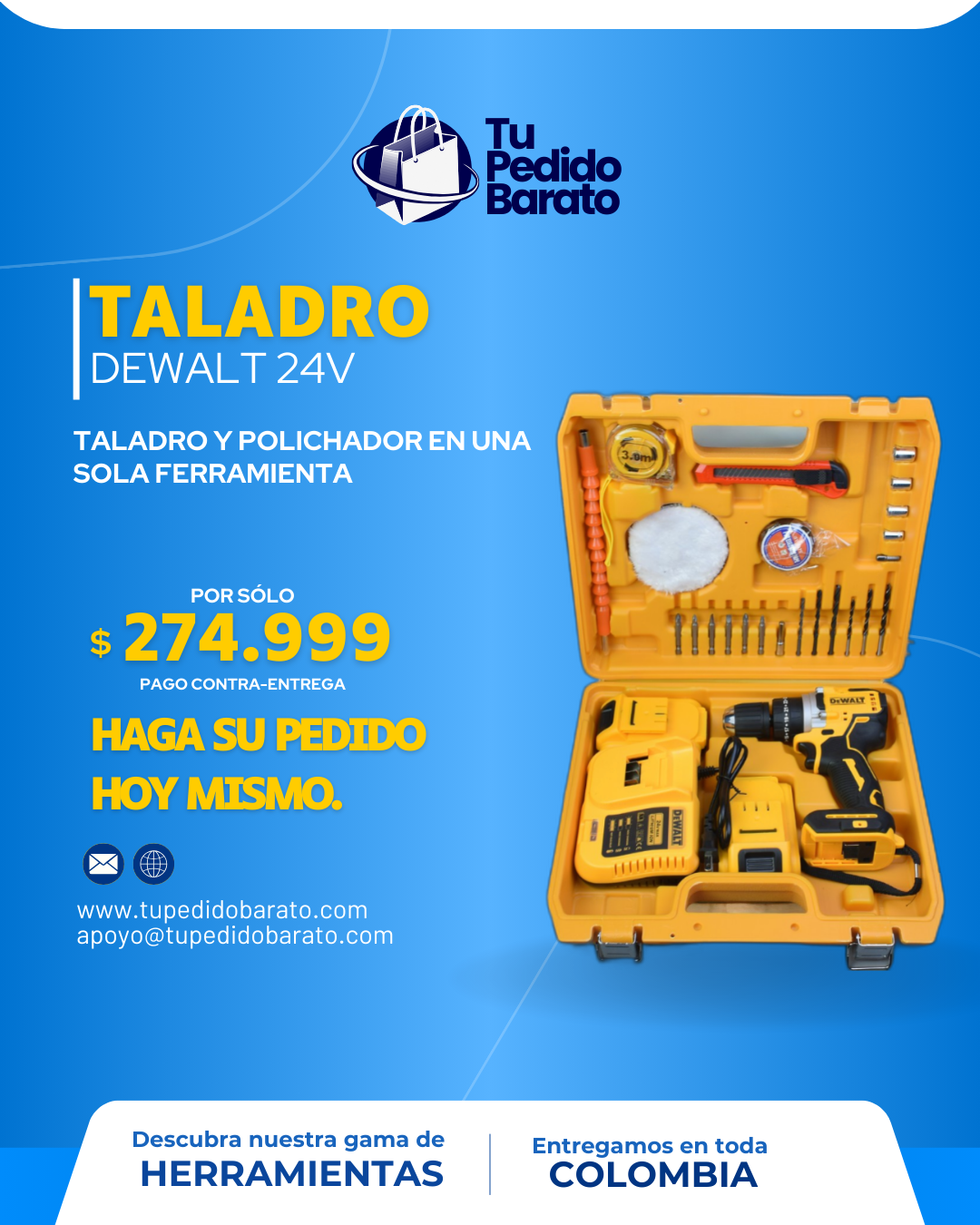 Taladro Dewalt 24V con Pulidor | Potencia y Versatilidad