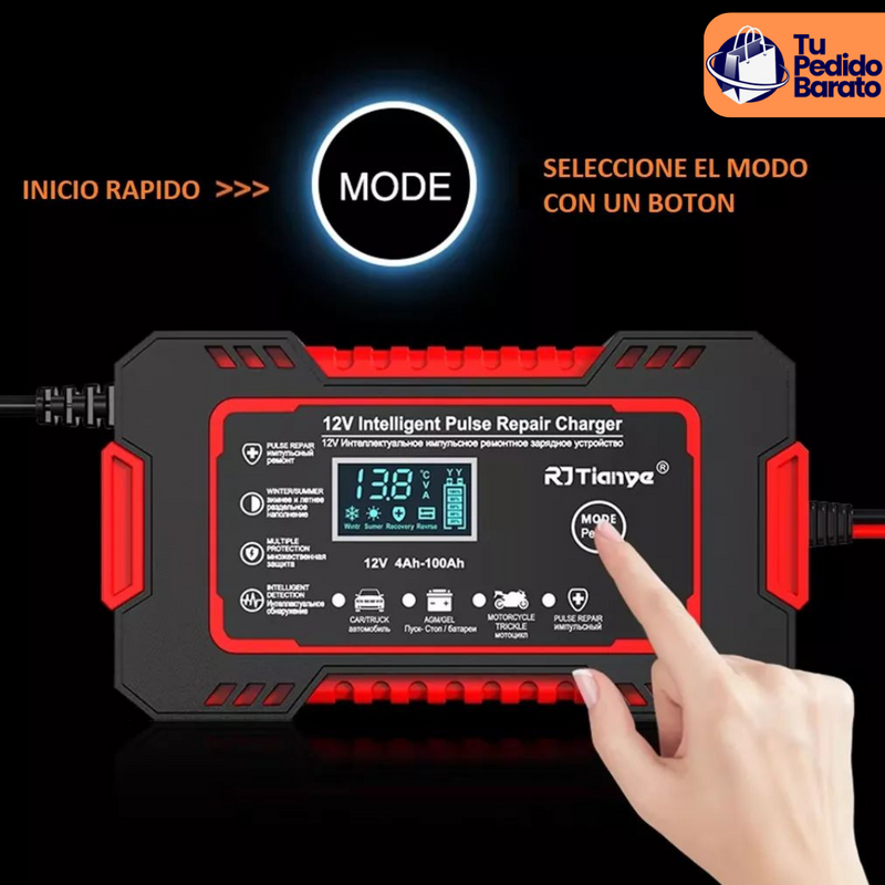 Cargador de Batería Portátil con Pantalla LCD – Arrancador de Emergencia para Carro y Moto