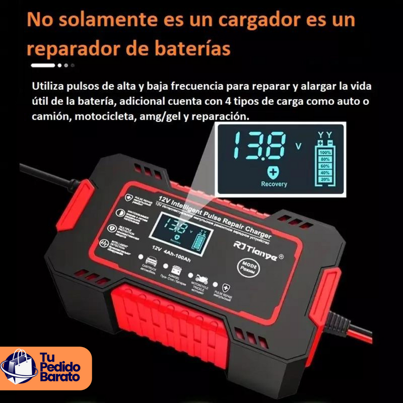 Cargador de Batería Portátil con Pantalla LCD – Arrancador de Emergencia para Carro y Moto