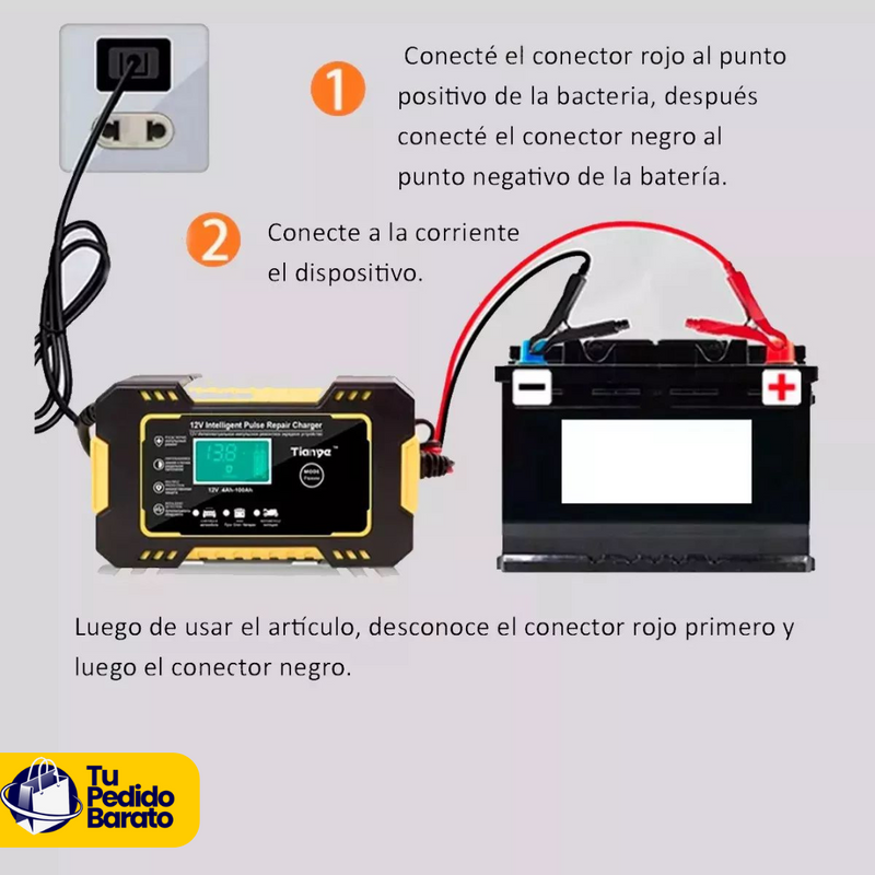 Cargador de Batería Portátil con Pantalla LCD – Arrancador de Emergencia para Carro y Moto
