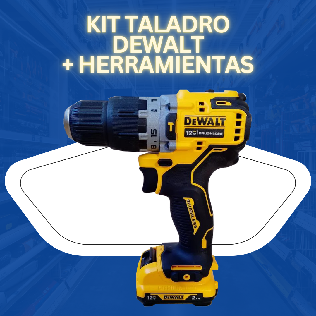 KIT TALADRO DEWALT + COMBO HERRAMIENTA SEMI-FULL