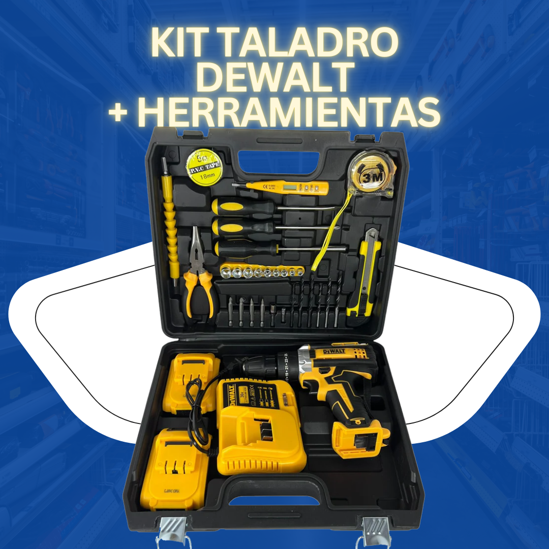 KIT TALADRO DEWALT + COMBO HERRAMIENTA SEMI-FULL