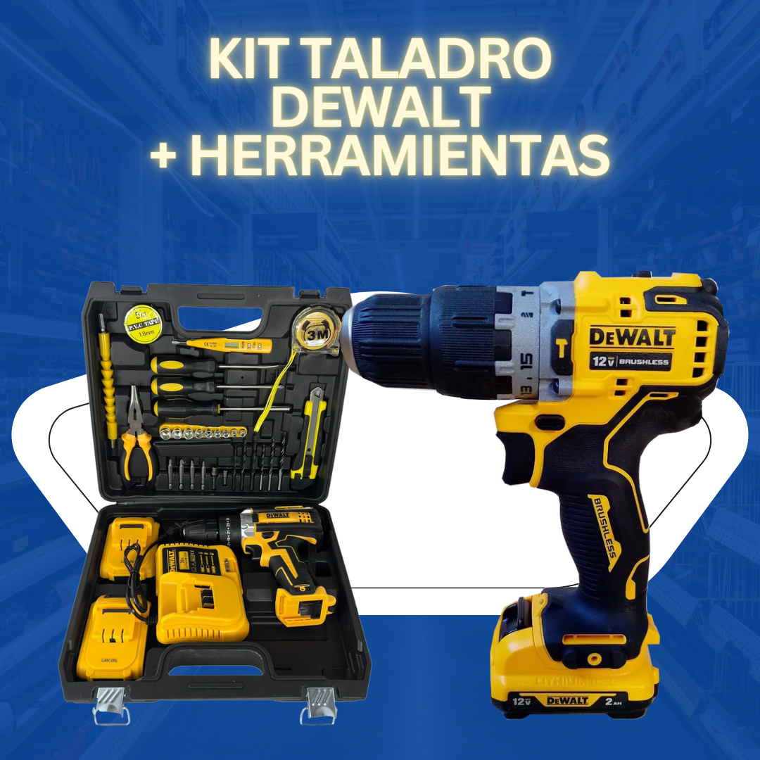 KIT TALADRO DEWALT + COMBO HERRAMIENTA SEMI-FULL