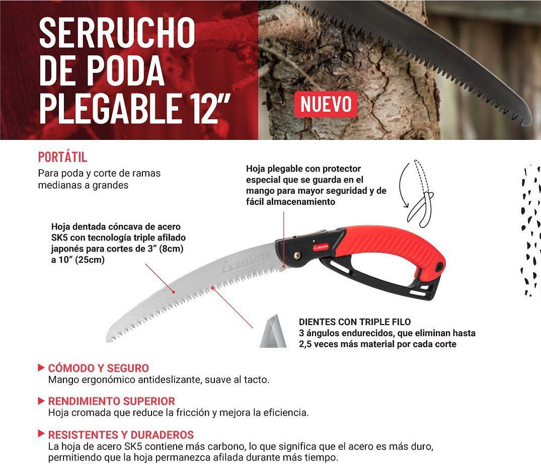 Serrucho de 12" | Poda Plegable | Versatilidad y precisión para tu jardín